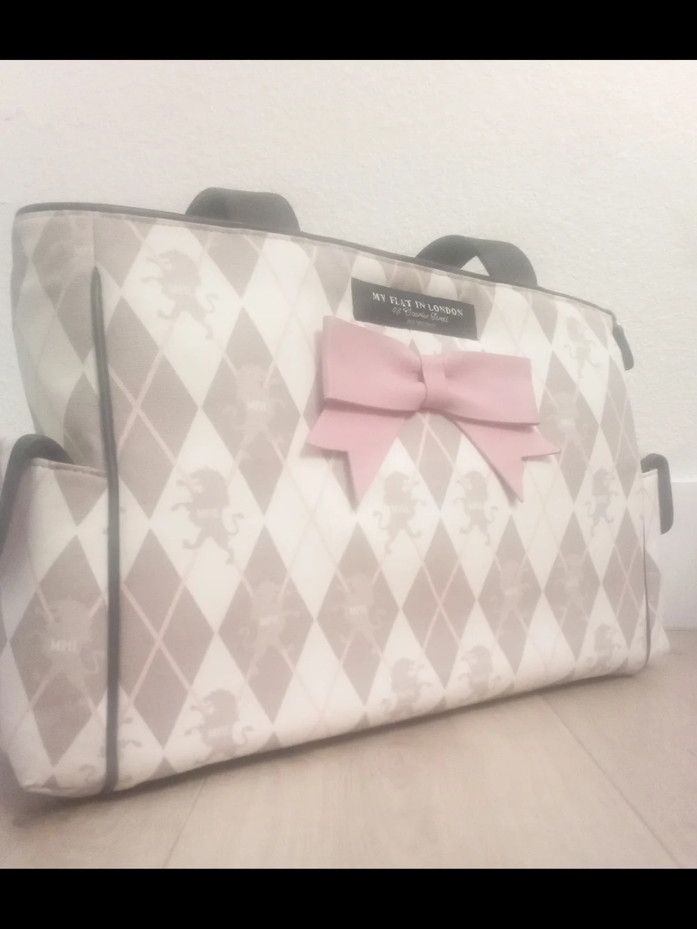 My Flat in London argyle diaper bag created by designer Jan Haedrich